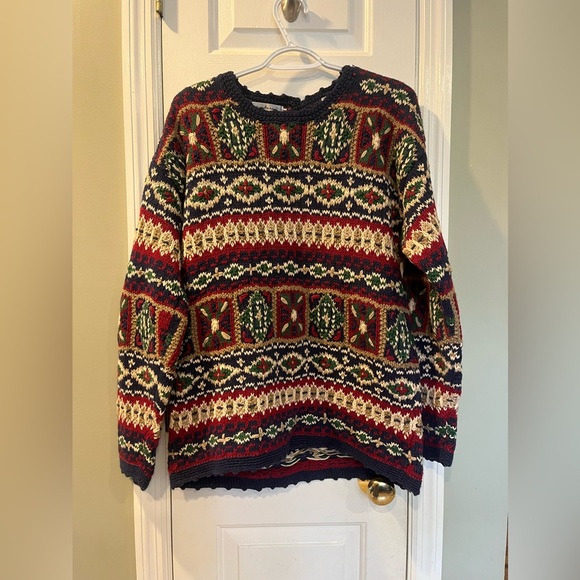 VTG 90s sweater Northern Isles handknit multi pattern sweater M - Picture 1 of 7